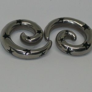 0 gage steel spirals with black stars